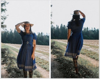 S/M-1930’s Sheer Royal Blue Dress