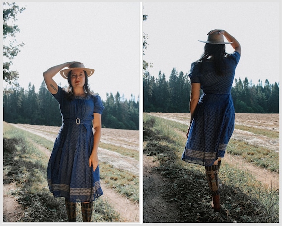 S/M-1930’s Sheer Royal Blue Dress - image 1