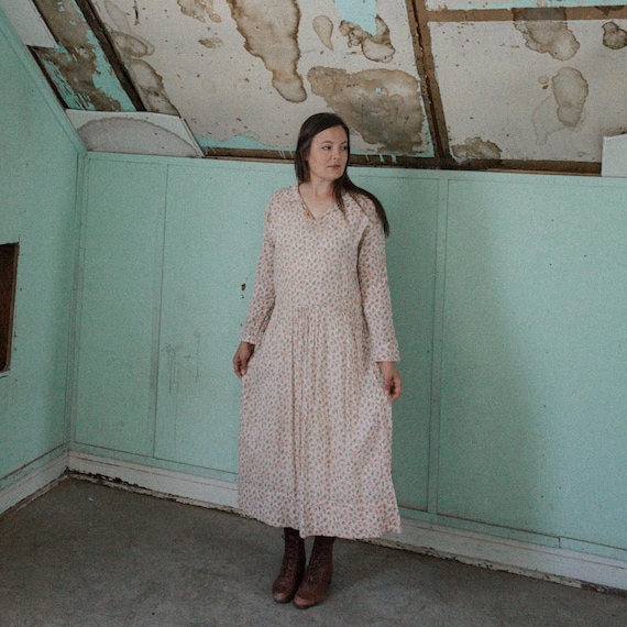 feed sack dress Vintage Red Broiler Mash - Upcycled Farm Heritage XS-M 20's/30's Botanical Feedsack Dressplease
