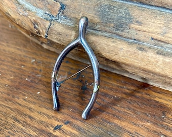 Vintage Silver-plated Lucky Wishbone Brooch