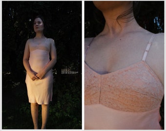 XS/S-Soft Pink Bias Cut Rayon and Silk slip with Top Stitched Bust