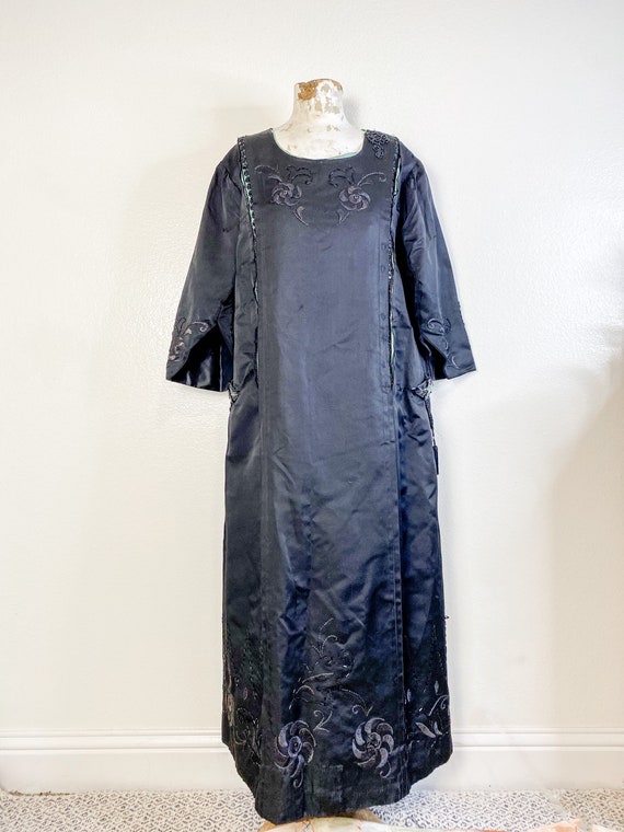 M/XL-Early 1920’s volup silk dress with beaded an… - image 2