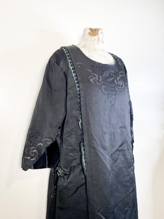 M/XL-Early 1920’s volup silk dress with beaded an… - image 3