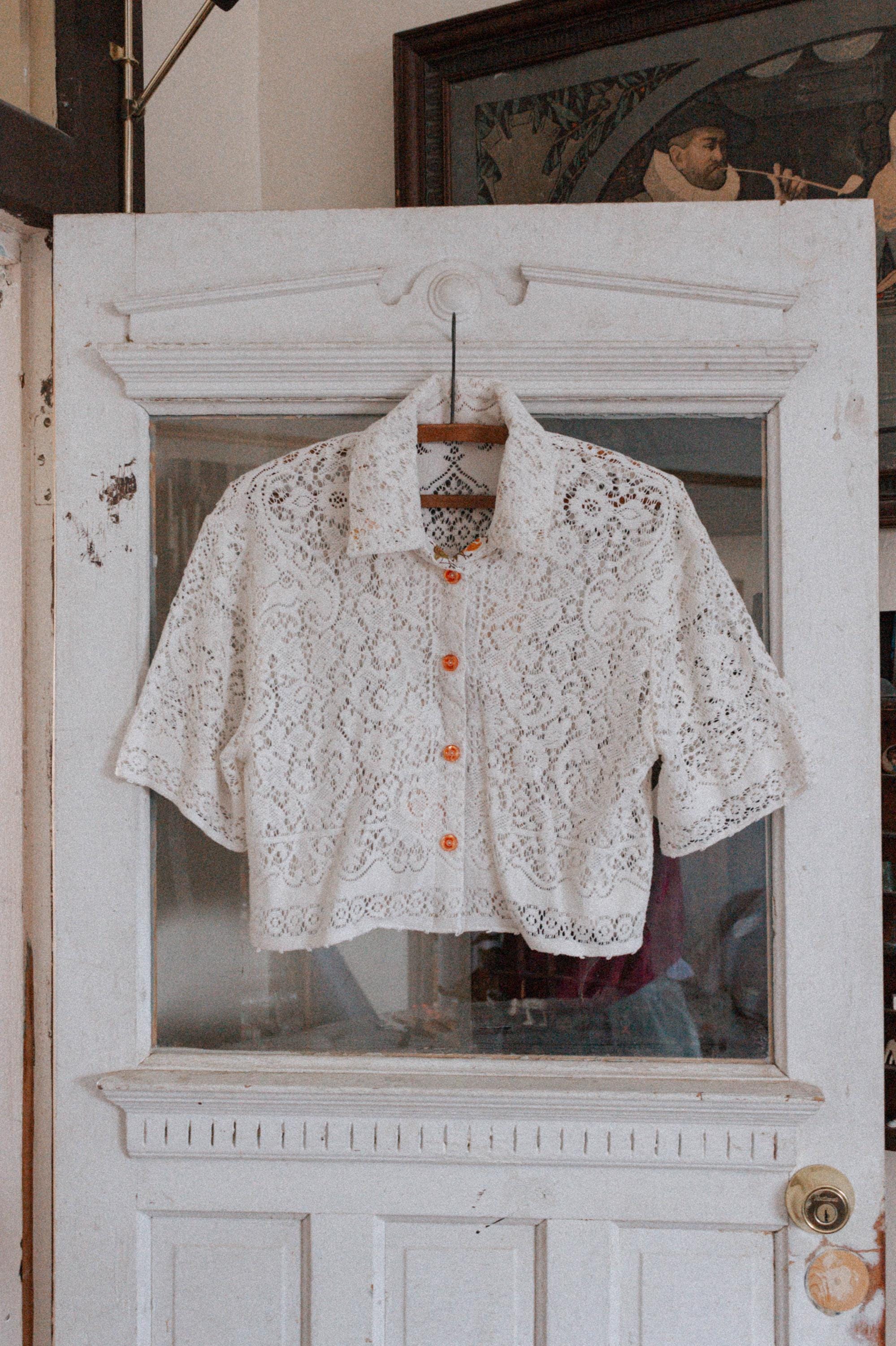 Handmade Upcycled Lace Blouse--Please read item description before purchasing for details, measurements, and return policy!