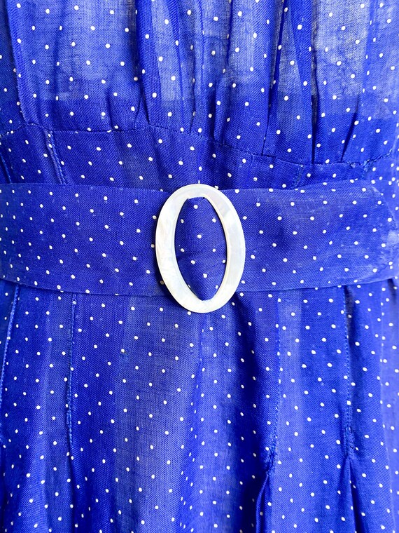 S/M-1930’s Sheer Royal Blue Dress - image 8