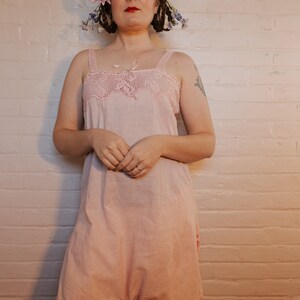 XS-L-- 1910's/20's Pink Step-in Chemise--Please read item description before purchasing for details, measurements, and return policy!