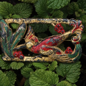 Painted Hummingbird Brooch- cast plastic--Please read item description before purchasing for details, measurements, and return policy! image 1