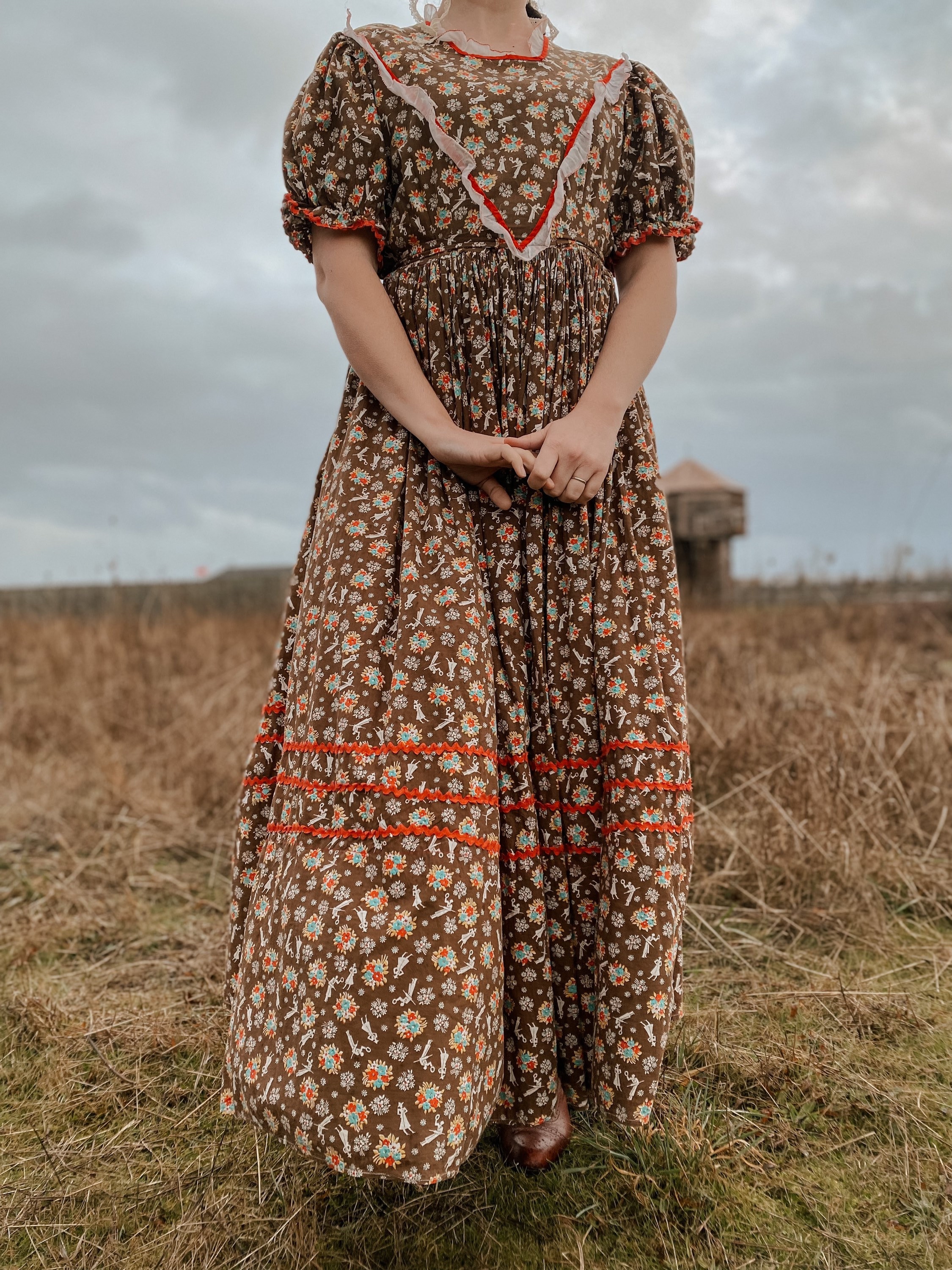 S/l-1930’s Novelty Print Prairie Dress--please Read Item Description ...