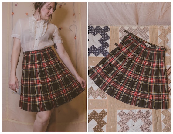 XS/M-1940’s plaid wrap around skirt by “Marshall … - image 2