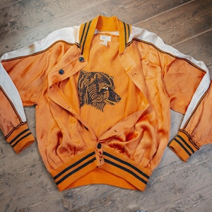 Vintage Embroidered Satin Bomber Jacket--Please read item description before purchasing for details, measurements, and return policy!