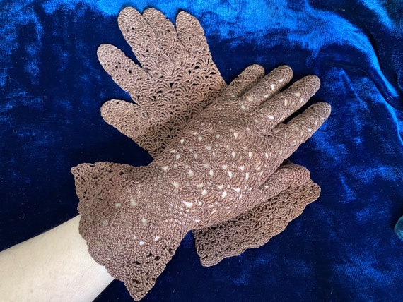 1930’s crocheted gauntlet gloves - image 1