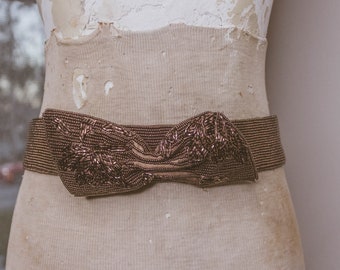 1940's Beautiful Beaded Bow Belt--Please read item description before purchasing for details, measurements, and return policy!