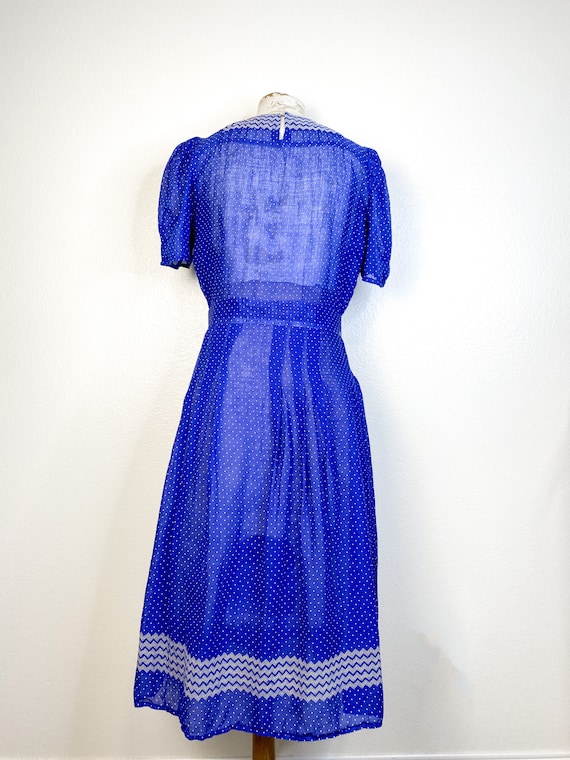 S/M-1930’s Sheer Royal Blue Dress - image 10
