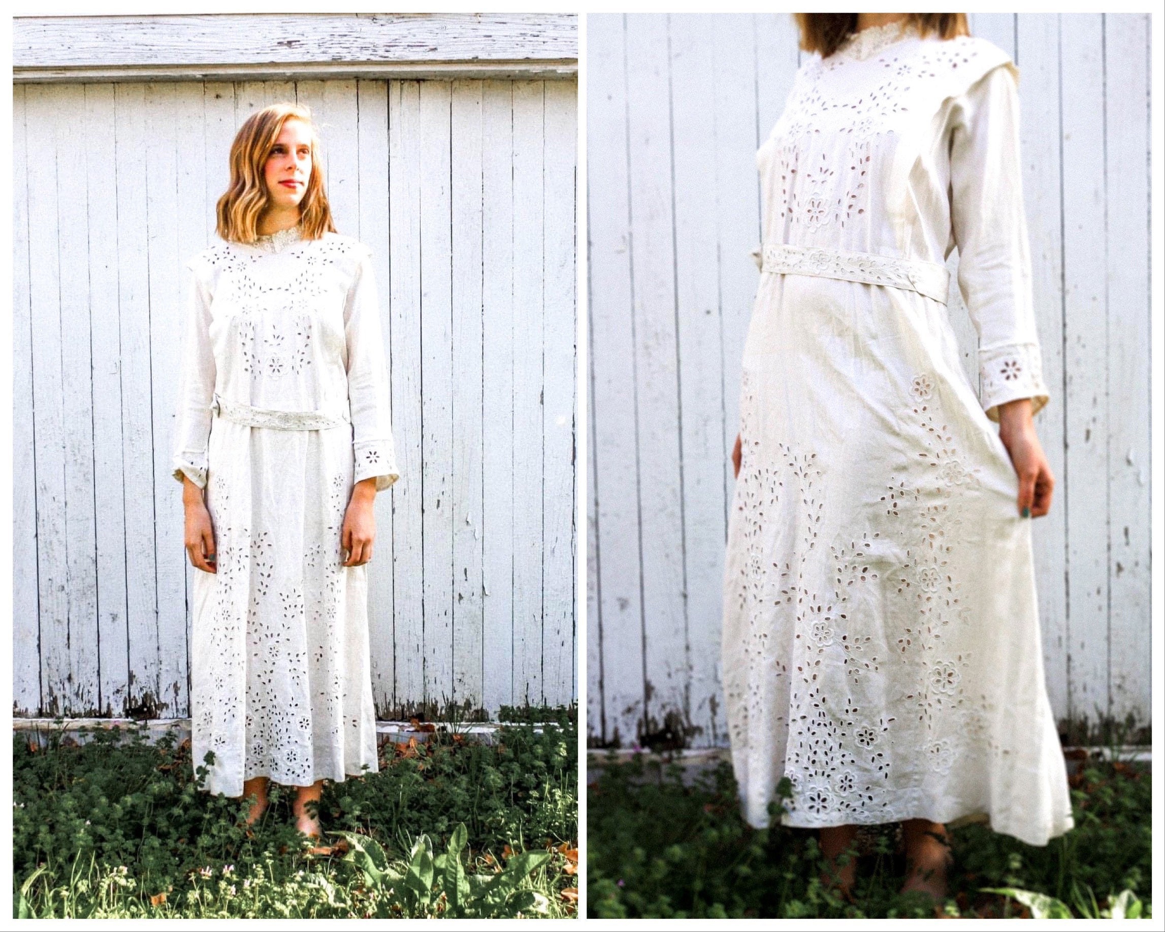 S/l-c.1918 French Made Linen Wedding Gown--please Read Item Description S/l-c.1918 French Made Linen Wedding Gown--please Read Item Descriptio
n