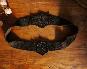 26-27" Waist Victorian Jet Beaded Belt--Please read item description before purchasing for details, measurements, and return policy!