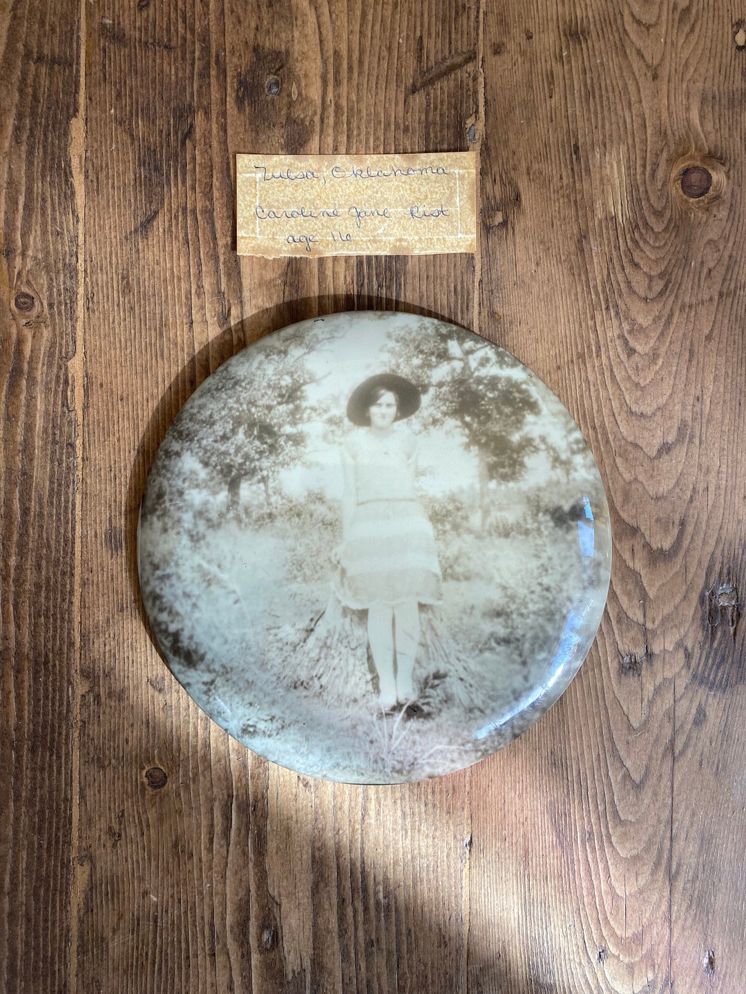 Antique Celluloid Plaque Photo tulsa Oklahoma Caroline Jane Etsy