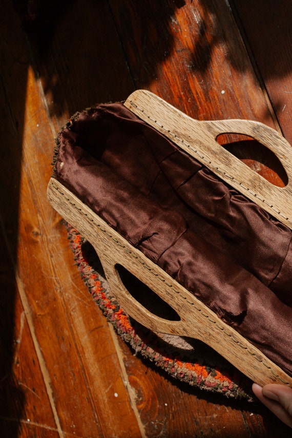 30's/40's Handmade Tufted Handbag - image 6