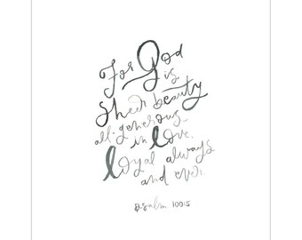 Psalm 100:5 | Watercolor Scripture Print | Christian Home Decor