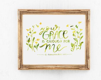 Your Grace Is Enough, Catholic Art, Christian Home Decor, Gift for Mom, for Sister, Mother's Day, Present for Grandma, Girly Gift, Daughter