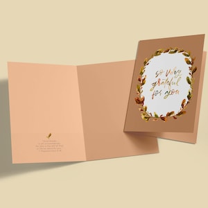 Grateful For You, Thank you Card, Fall Colors, Thanksgiving Greeting Card, Bulk Buy, Watercolor, Blank Inside, Hostess Gift
