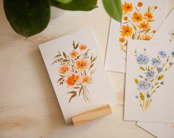 Flower Notecard and Display Set, Floral Gift, Thinking of You Present, Encouragement for Caregiver or Patient, Mother's Day, Easter