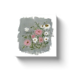 Florals On Gray Canvas Wrap