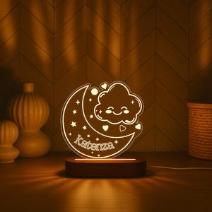 Personalized Night Light for Kids – Moon & Stars Name Lamp - Custom Nursery Gift for baby - Nursery Decor - Personalized Gifts for Kids