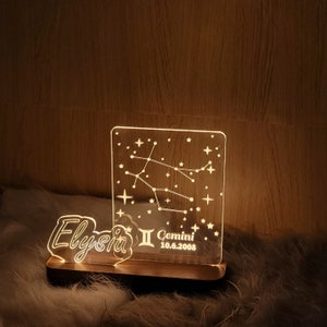 Veilleuse Constellation personnalisée - Carte des étoiles personnalisée avec nom et date