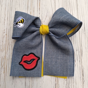 Lazo de pelo de mezclilla: aplique de parche hecho a mano, accesorio para niñas