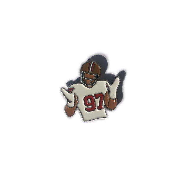 Nick Bosa Shrug Enamel Pin |||  Sack Celebration San Francisco 49ers  Bay Area | Lapel Pin Button Brooch