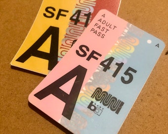 Adhesivo para pase rápido MUNI / San Francisco SF California / Nostalgia del área de la bahía / Autobús, tren, metro, transporte público / mate resistente al agua