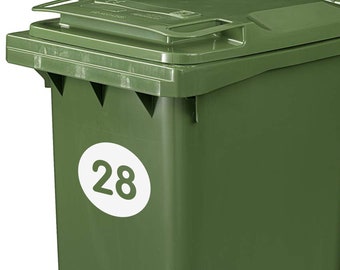 Lot de 3 pcs Wheelie Bin Maison Nombre Autocollants Imperméable Grand Blanc Couleurs