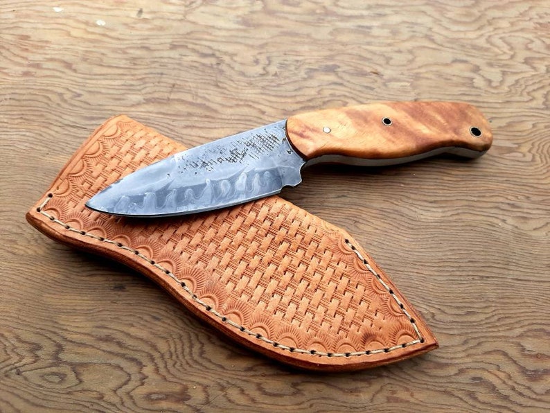 Handmade acid etched file knife with koa wood handle Etsy