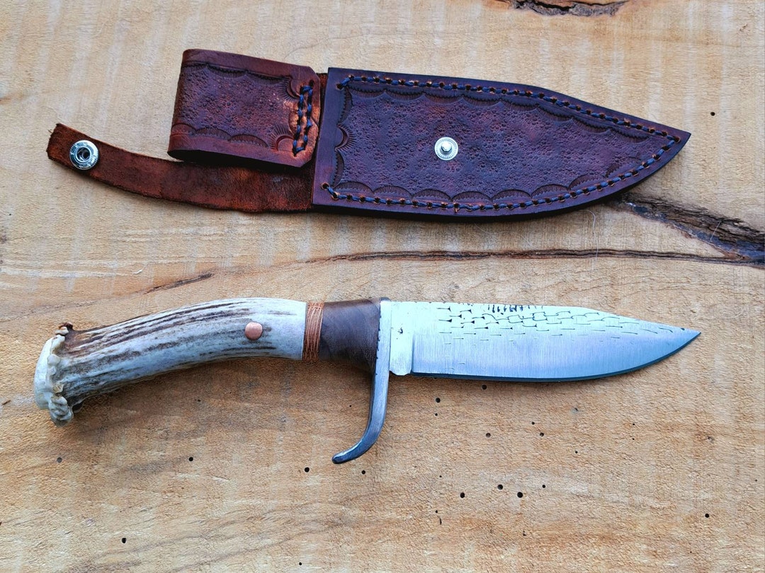Hand USA Farrier Rasp Bowie Hunting Knife Antler Handle Etsy