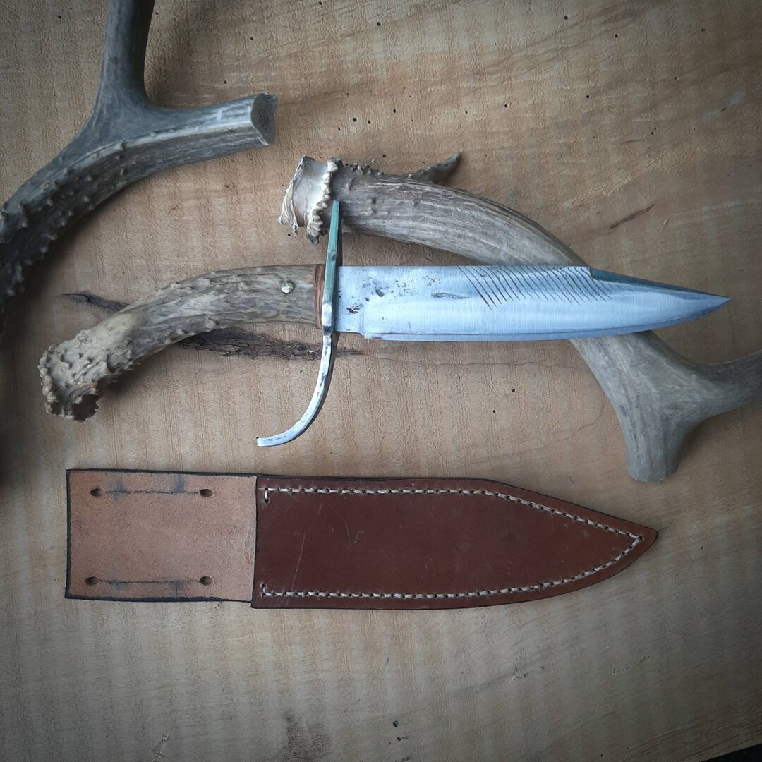 Hand USA Farrier Rasp Bowie Knife With Antler Handle Etsy
