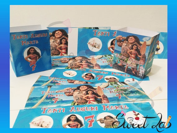 Compleanno Personalizzato Etichette Moana Oceania Bottiglia Bottiglietta Brick Bricchetto Nome Anni Portabrick Copribrick Vaiana Maui Pua He