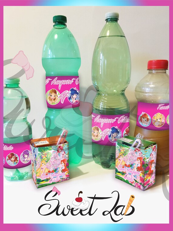 Personnalisé étiquettes Anniversaire Winx Club Bouteille Brique Briquette Nom Portabrick Copribrick Ans Disney Sépanouir étoile Fl