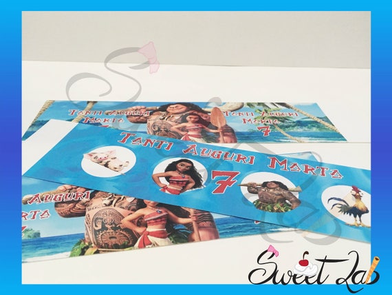 Compleanno Personalizzato Etichette Moana Oceania Bottiglia Bottiglietta Brick Bricchetto Nome Anni Portabrick Copribrick Vaiana Maui Pua He