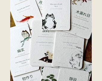 Mindfulness Oracle Cards | Japanese Botanical Sumi-e Art Deck | Handmade