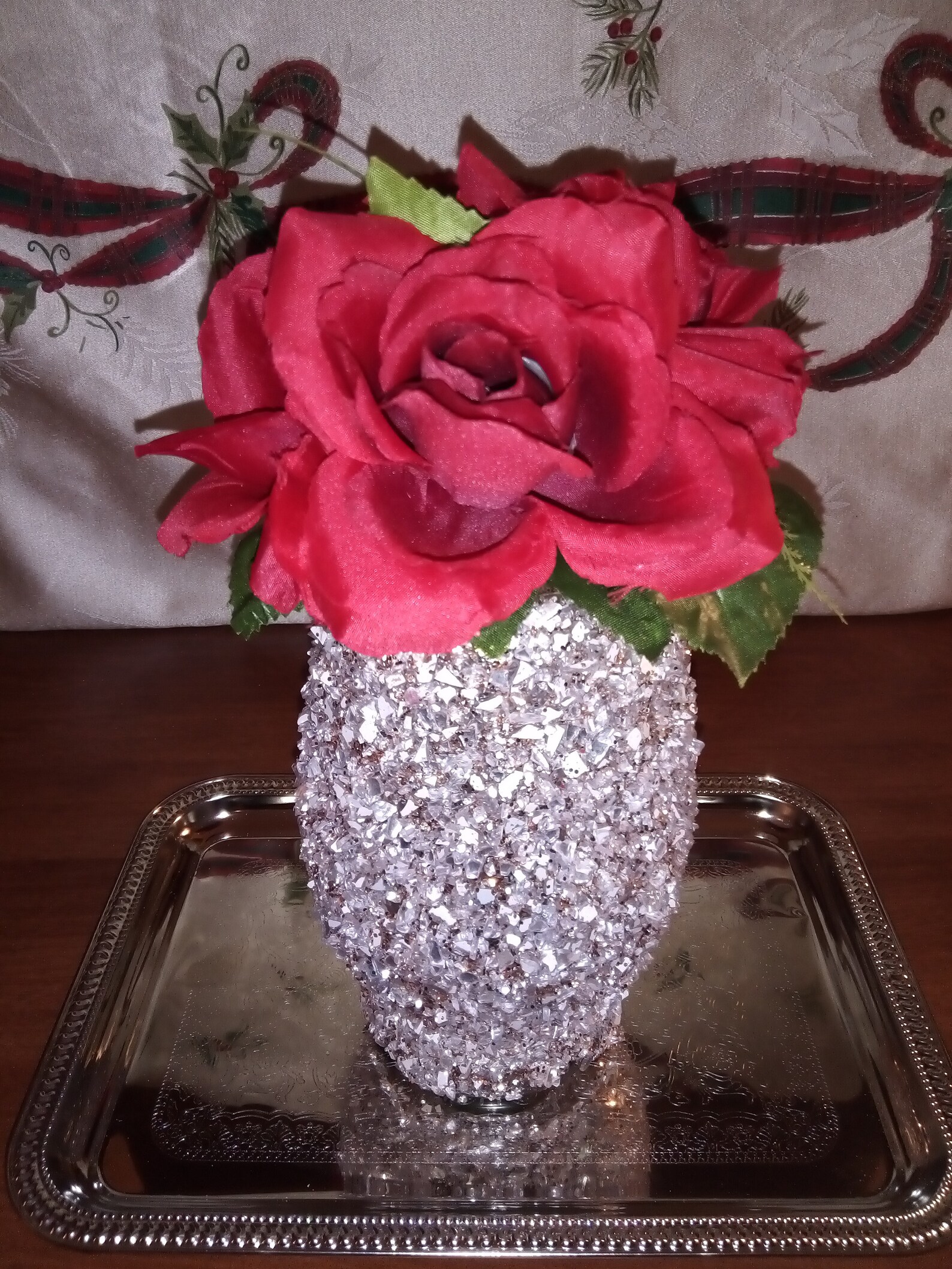 Rose Gold Crushed Glass Vase Etsy