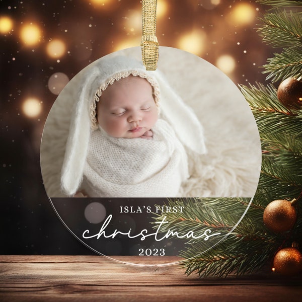 Baby's First Christmas Photo Ornament, Custom Photo Baby Ornament, Personalized Acrylic Photo Ornament, Baby Gift, Baby Ornament 2023