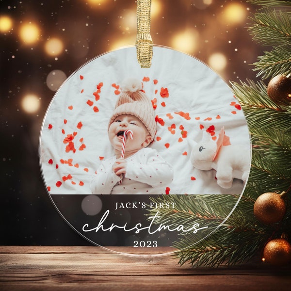 Custom Baby's First Christmas Ornament, Custom Photo Baby Ornament, Personalized Acrylic Photo Ornament, Baby Gift, Baby Ornament 2023