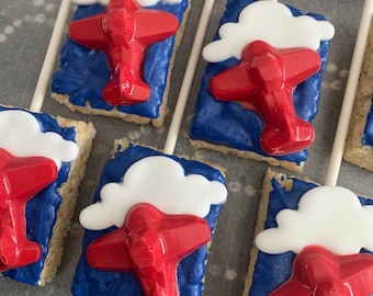 12 Airplane / Aviator themed rice crispy treats