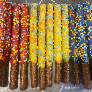 Super Hero chocolate pretzel rods