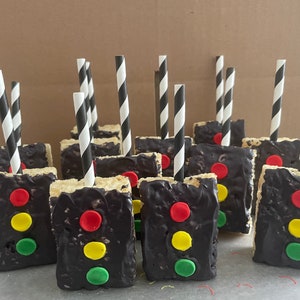 Race car / Ready, Set, Go themed chocolate covered rice crispy treats