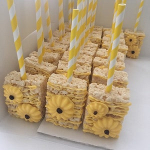 12 Sunflower yellow chocolate rice crispy treats