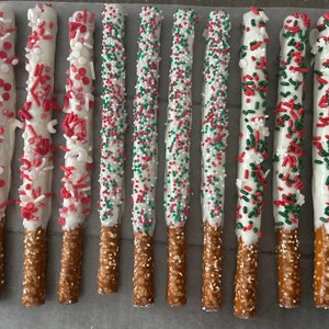 12 Christmas / holiday pretzel rods