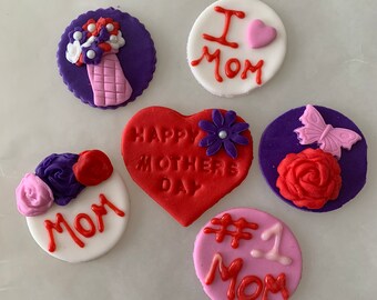 Mother's Day fondant cupcake toppers