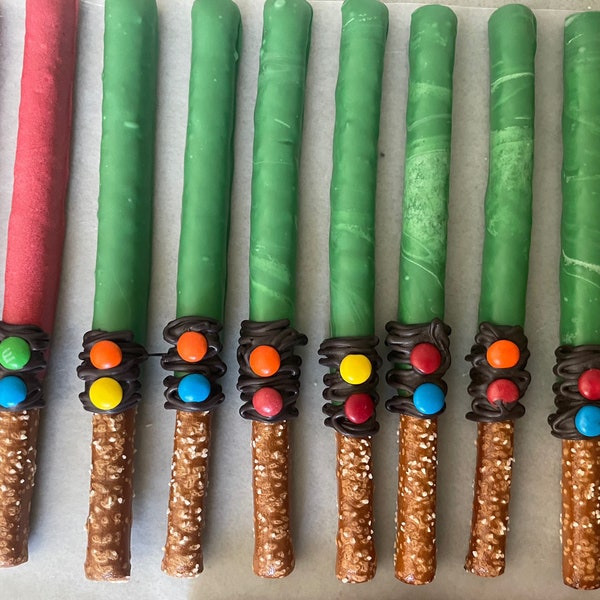 Lightsaber chocolate covered pretzel rod / laser tag pretzel rod