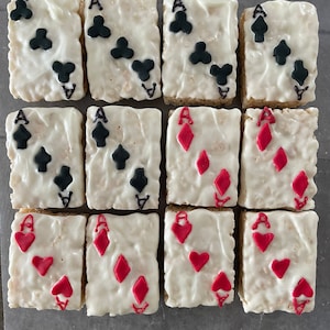 Casino theme / poker / playing cards chocolate covered rice crispy treats